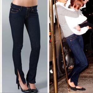 J Brand The Deal Skinny Ankle Zipper Jeans In Lap Dark Blue Wash Stretch Size 27